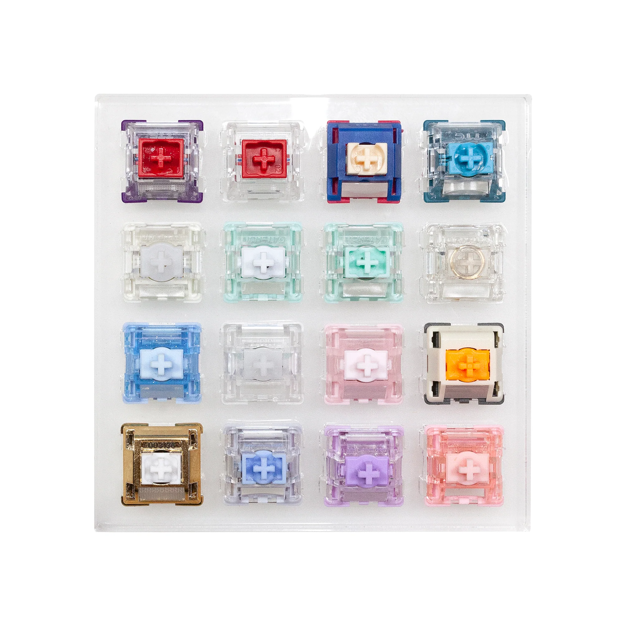 16 switch tester switches with blank keycaps acrylic base for mechanical keyboard TTC Iron Gateron Jade Gaming Pro Duhuk MMD C1