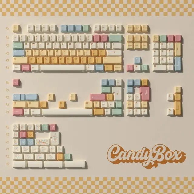 A Design CandyBox Keycap Dye Sub Candy Box Keycap Set thick PBT Cherry Profile for keyboard 87 tkl 104 ansi xd64 bm60 BM87 BM65 - Image 7