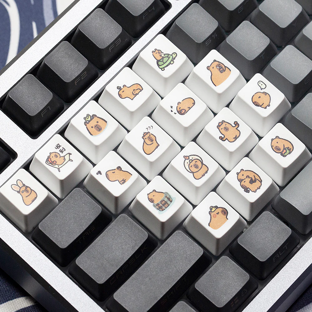 Cute Capybara Keycap Meme Keycap Dye Subbed keycaps for mx stem Gaming Mechanical Keyboards White Shui tun OEM Profile - Image 21