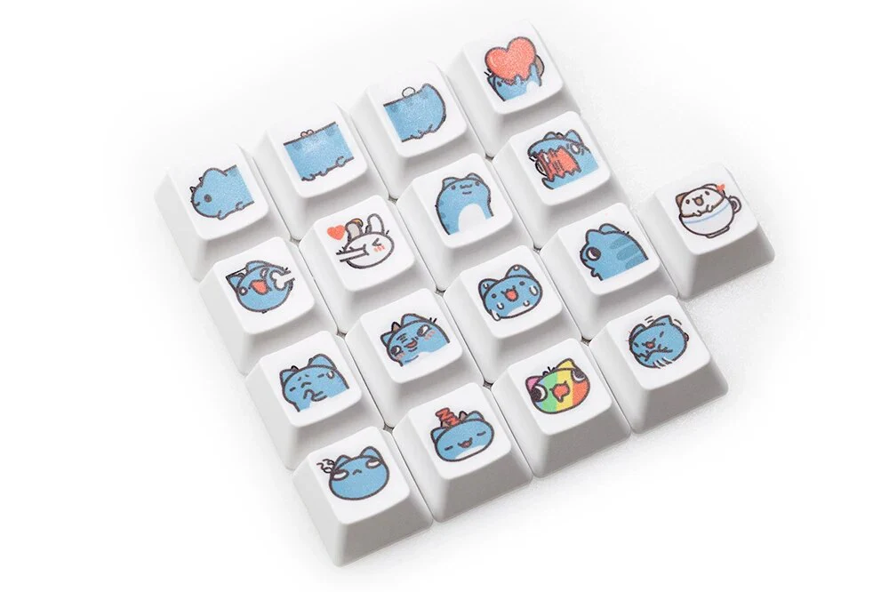 Cute Little Blue Cat Keycap Kitty Meme Keycap Dye Subbed keycaps for mx stem Gaming Mechanical Keyboards OEM Profile R1 R2 R3 - Image 3