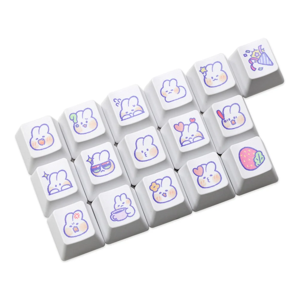 Cute Little Bunny Keycap Rabbit Meme Keycap Dye Subbed keycaps for mx stem Gaming Mechanical Keyboards White Strawberry - Image 3