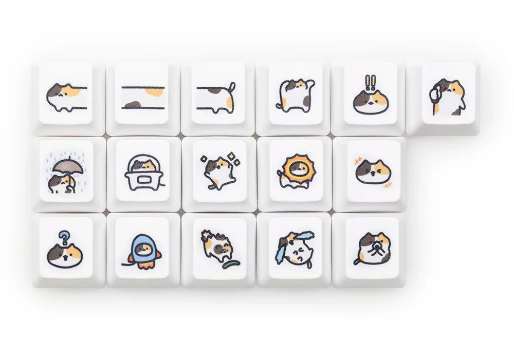 Cute Little Calico Cat Keycap Kitty Meme Keycap Dye Subbed keycaps for mx stem Gaming Mechanical Keyboards Orange White Black - Image 3