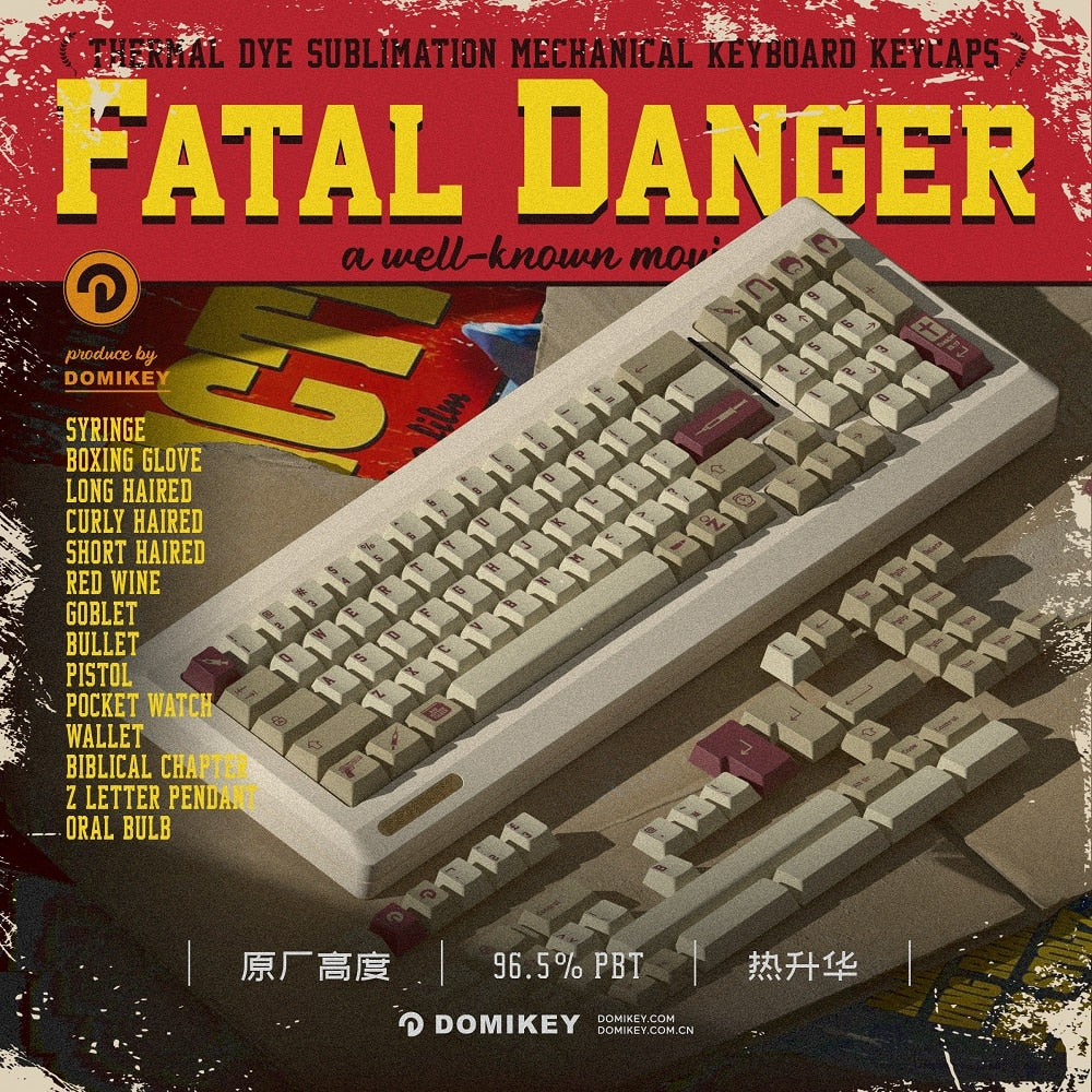 Domikey Fatal Danger Keycap Cherry Profile Dye Subbed Keycap Set thick PBT for Mechanical Keyboard BM60 CSTC75 BM65 BM68 XD60 - Image 4