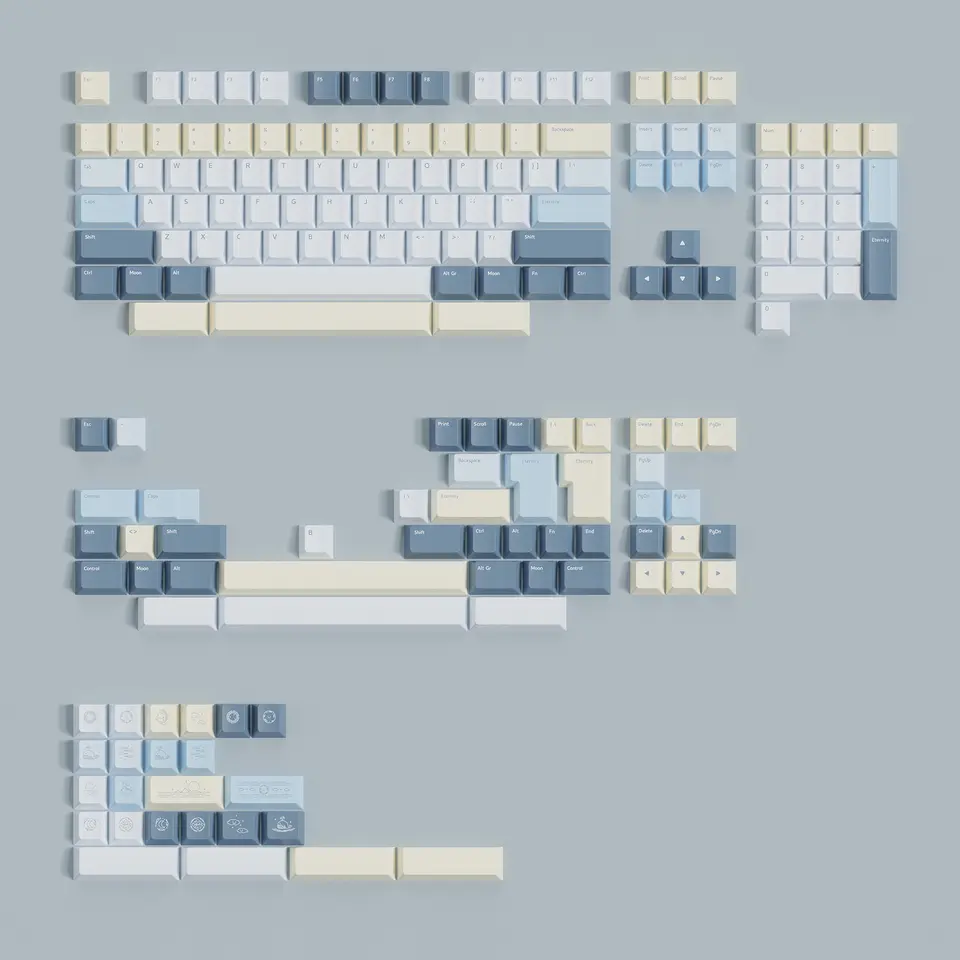 Echokeys Moon Rises Over The Sea Cherry Profile PBT Dye subbed Keycaps for Mechanical Keyboard EZ63 Made68 Wooting 60HE 80HE - Image 8