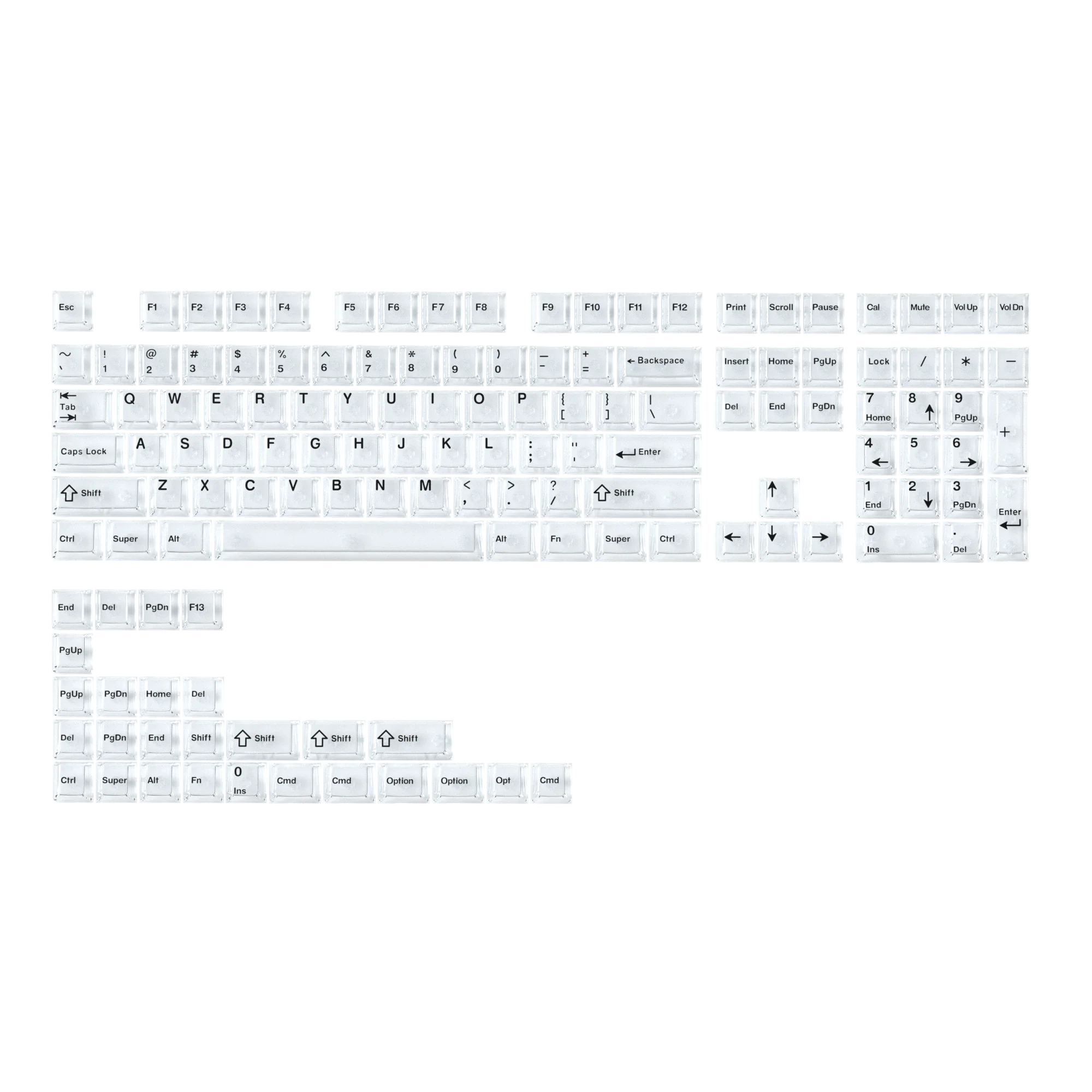 FLESPORTS PC Keycap Set Fog White Dusk Black Transparent for keyboard gh60 poker 87 tkl 104 ansi xd64 bm60 xd68 xd84 BM87 BM65 - Image 2