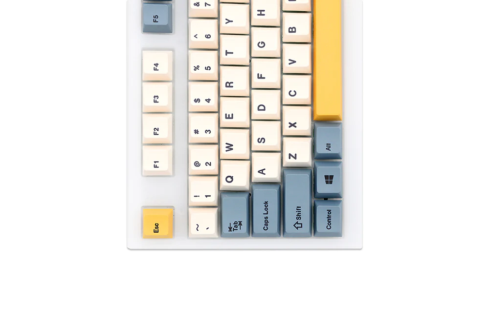 GKs Apricot yellow Dye Sub Keycap Set thick PBT for keyboard gh60 poker 87 tkl 104 ansi xd64 bm60 xd68 xd84 Beige Yellow Blue - Image 7