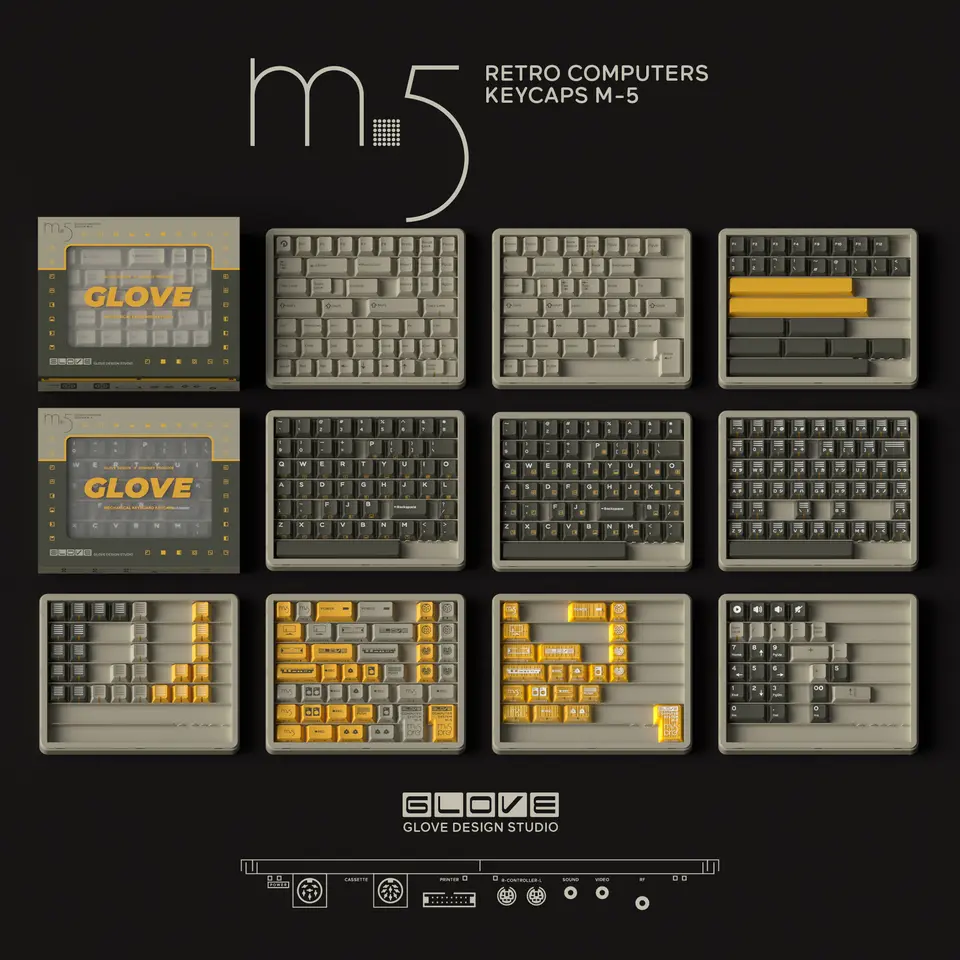 GLOVE x Domikey Retro Computers M-5 Keycaps Set Cherry Profile PBT Double-shot Keycap Screen Printing Keycaps Novelty keycap - Image 2