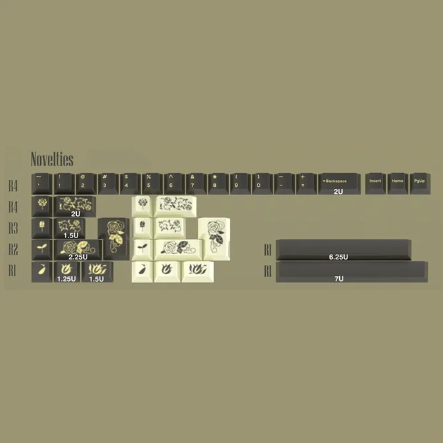 Hififox x Domikey Amoniru Keycap Cherry Profile PBT DoubleshotsSet for keyboard Rainy75 EZ60 EZ63 Made68 Yellow Chinese Rose - Image 10