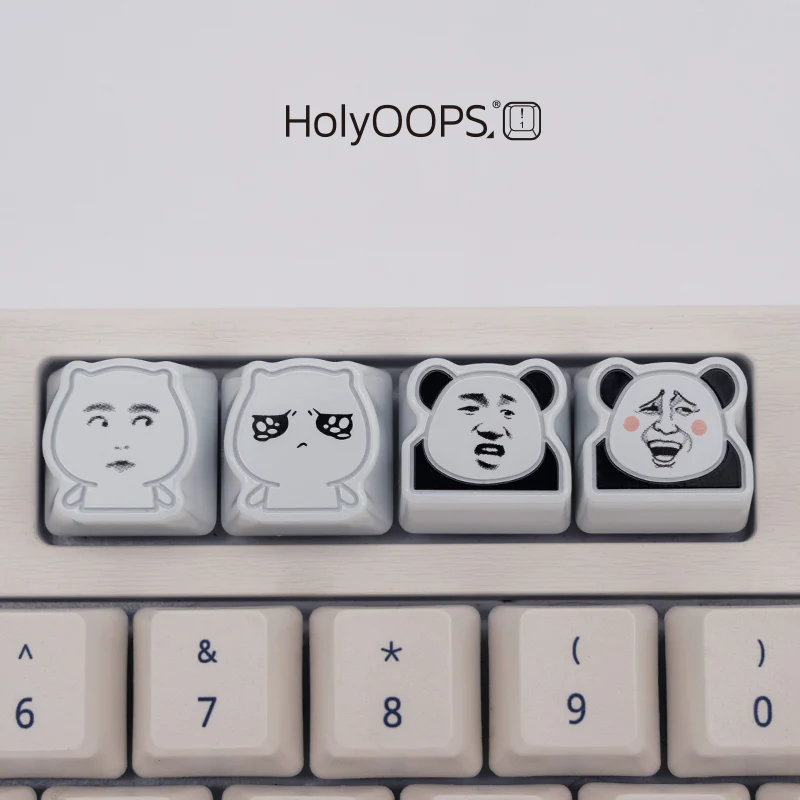 Holyoops Cute Meme Artisan Keycap CNC anodized aluminum Compatible Cherry MX switches Back lit Little Panda Zhazhahui - Image 9