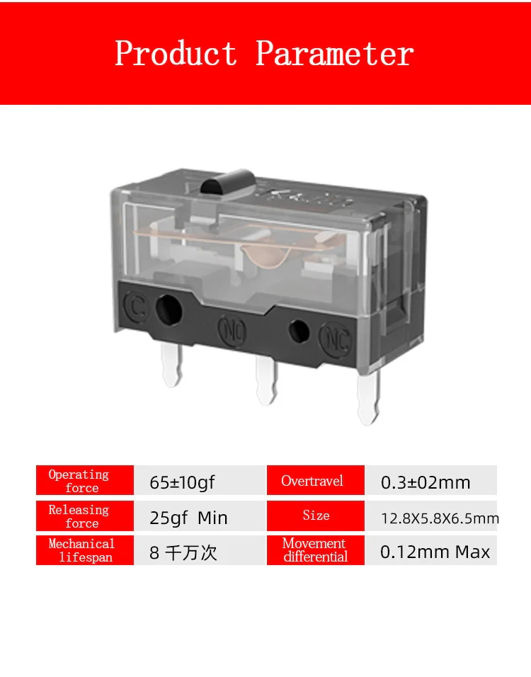 Kailh GM8.0 GM8 Micro Switch 80M life gaming mouse 3 Pin black dot used on computer mouse mice left right button - Image 2