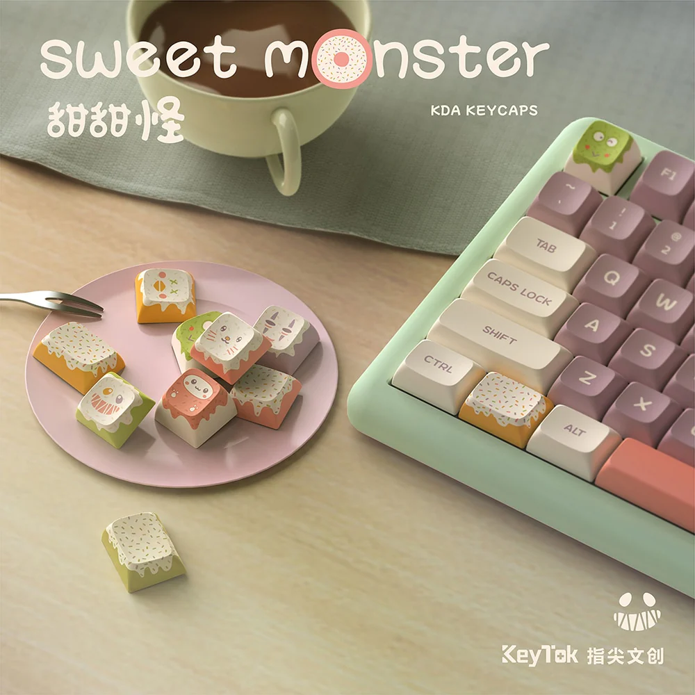 KeyTok KDA Profile Sweet Monster Dye Sub Keycap Set thick PBT for keyboard 87 tkl 104 ansi xd64 bm60 xd68 CSTC75 BM87 BM65 - Image 3