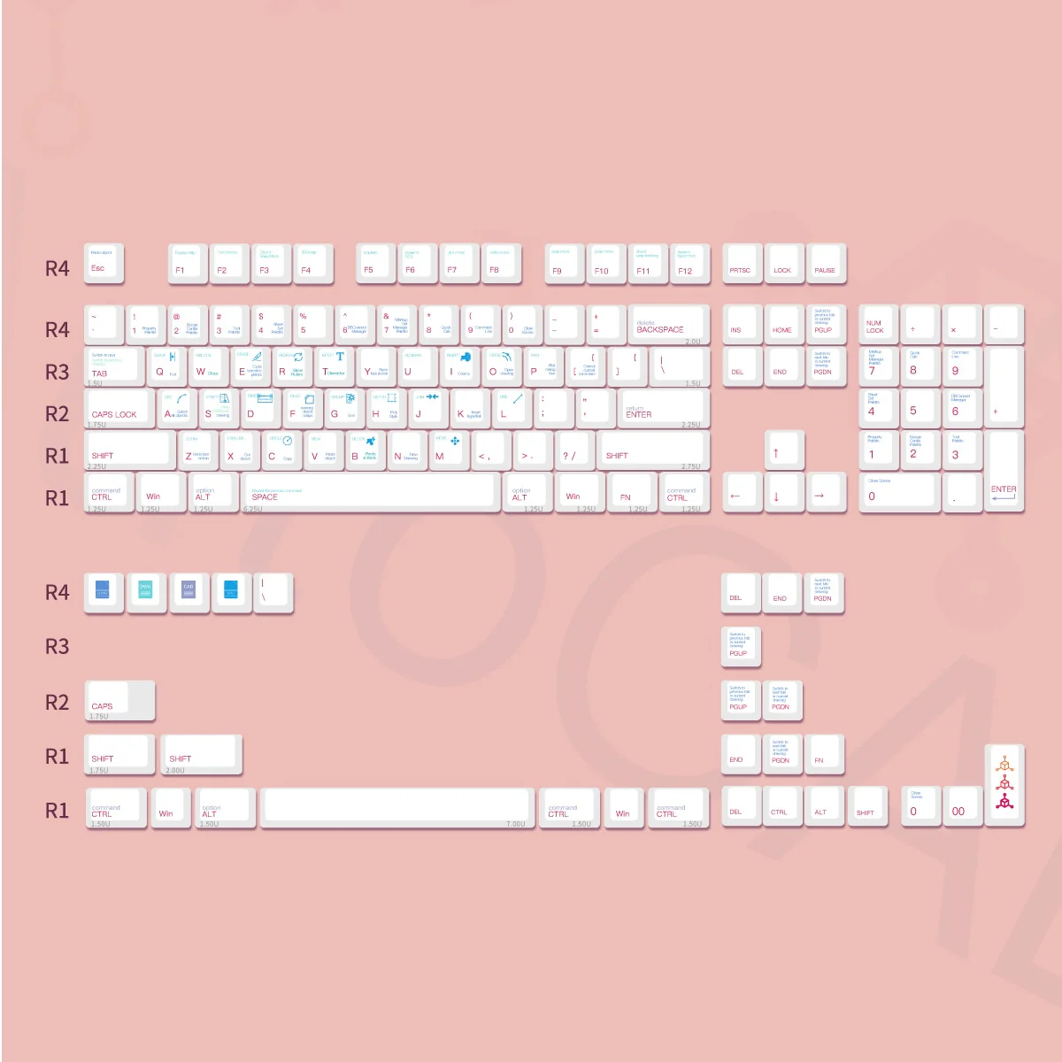 LOOP CAD Shortcut Key Hotkey Set Cherry profile Dye Sub Keycap Set thick PBT for keyboard gh60 xd60 xd84 tada68 87 104 BM60 BM65