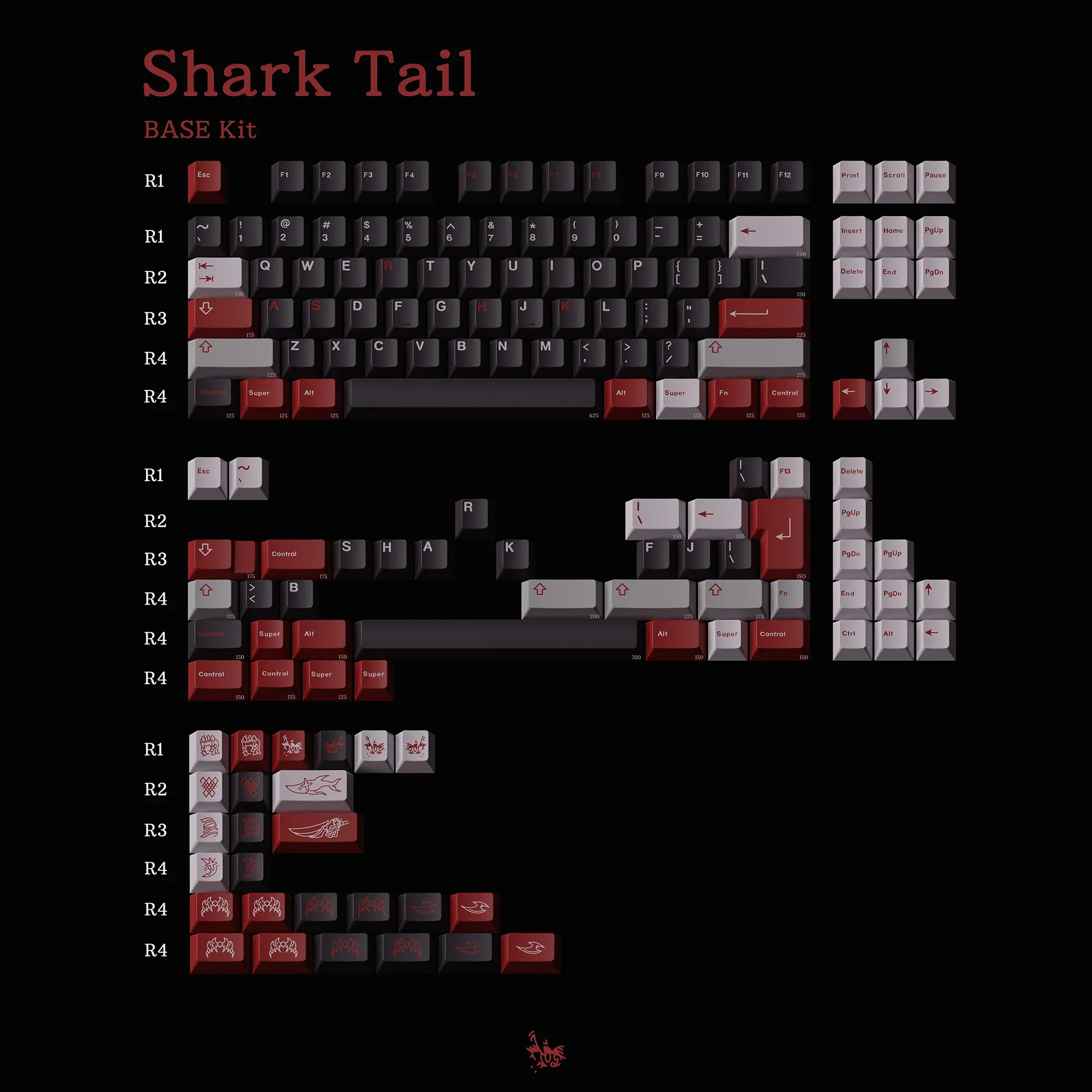 Milkyway Shark Tail Doubleshots Keycap Set thick PBT Cherry Profile for keyboard 87 tkl 104 ansi xd64 bm60 BM87 ABS Doubleshots - Image 2