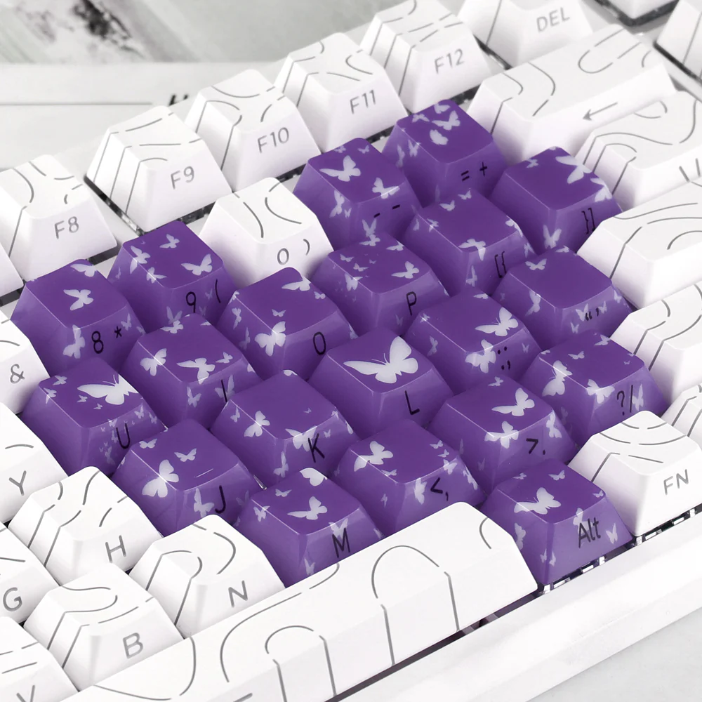 MMD Jade Butterfly Heart Keycap PC Keycaps For Gaming Mechanical Keyboard MX Switch Light Through Dye Subbed Cherry Profile - Image 10