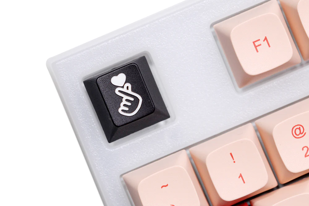Novelty PC Finger Heart Love Cherry profile dip dye Laser pbt keycap for keyboard ESC r1 1x Red Black Yellow - Image 6
