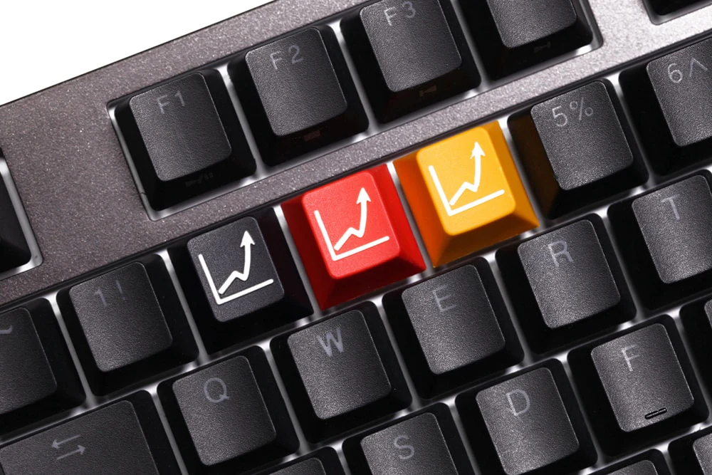 Novelty rising Stock Market Up Up Up cherry profile dip dye sculpture pbt keycap for mechanical keyboard laser etched ESC r1 1x - Image 5