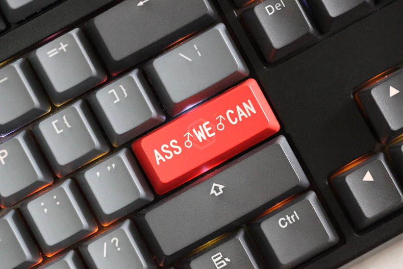 Novelty Shine Through Keycaps ABS Etched, Shine-Through ass we can Billy Herrington king red for keyboard enter 2.25u - Image 3