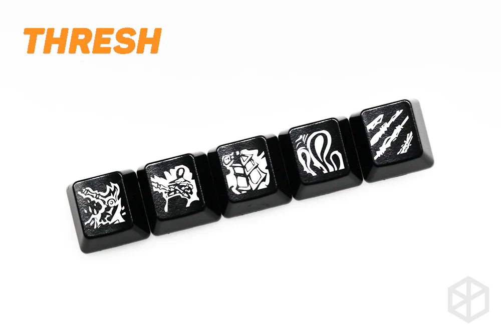 Novelty Shine Through Keycaps ABS Etched lol black red r2 hero skill - Image 8