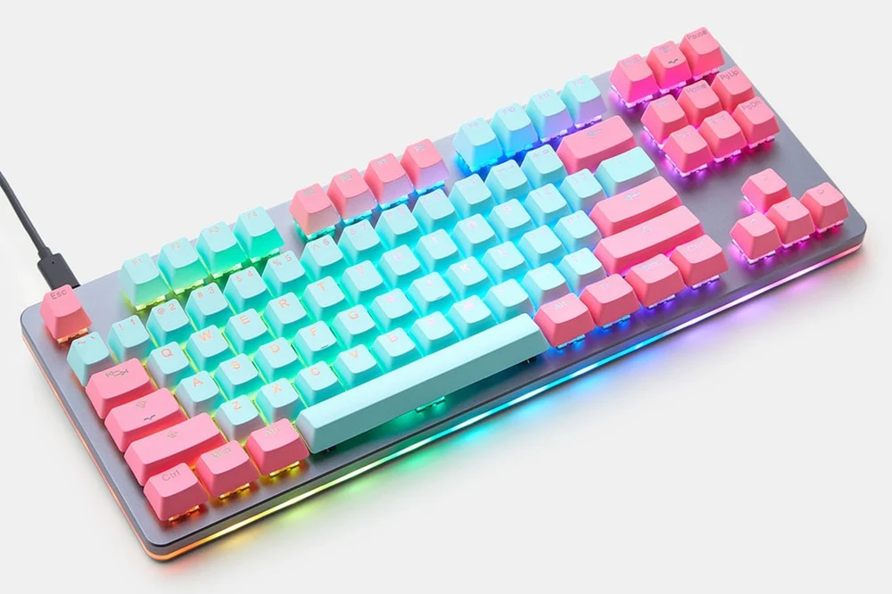 taihao pbt double shot Backlit oem profile keycaps Miami Cyan Magenta - Image 6