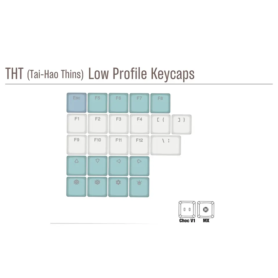 Taihao THT Nordic style Thins Keycap Low Profile Keycaps For Mechanical Keyboard Kailh Choc 1350 or MX Switch Light Through - Image 5
