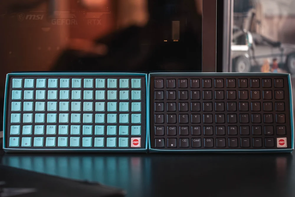 Taihao THT Thins Keycap Low Profile Keycaps For Gaming Mechanical Keyboard Kailh Choc 1350 or MX Switch Light Through Black Cyan - Image 4