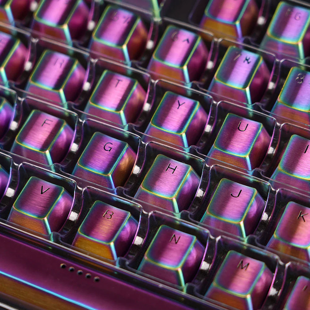Teamwolf Stainless Steel MX Keycap 104 Metal Keycap for Mechanical Keyboard Gaming key 104 ANSI Light Through Back Lit Gold Gradient - Image 13