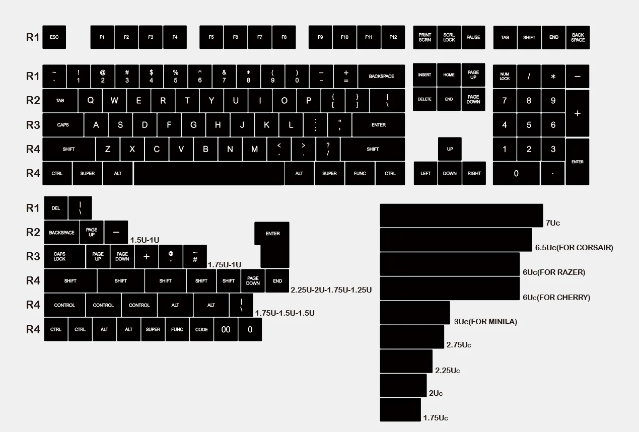 [Wholesale]Domikey SA abs doubleshot keycap set WOB White on Black SA mx stem - Image 15