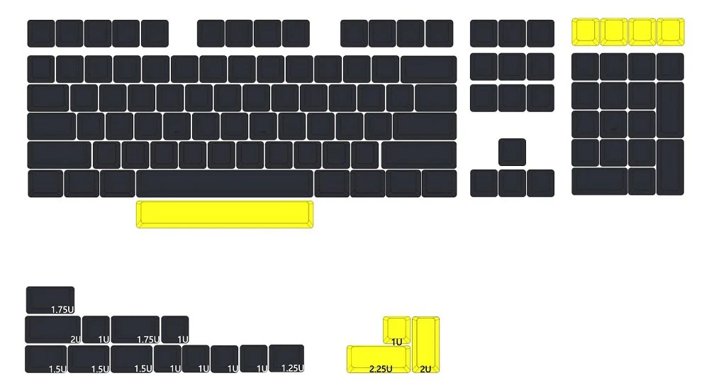 XDA V2 Gentleman Blank Set thick PBT for keyboard gh60 poker 87 tkl 104 ansi xd64 bm60 xd68 bm65 bm68 Dark Grey Black Yellow - Image 5