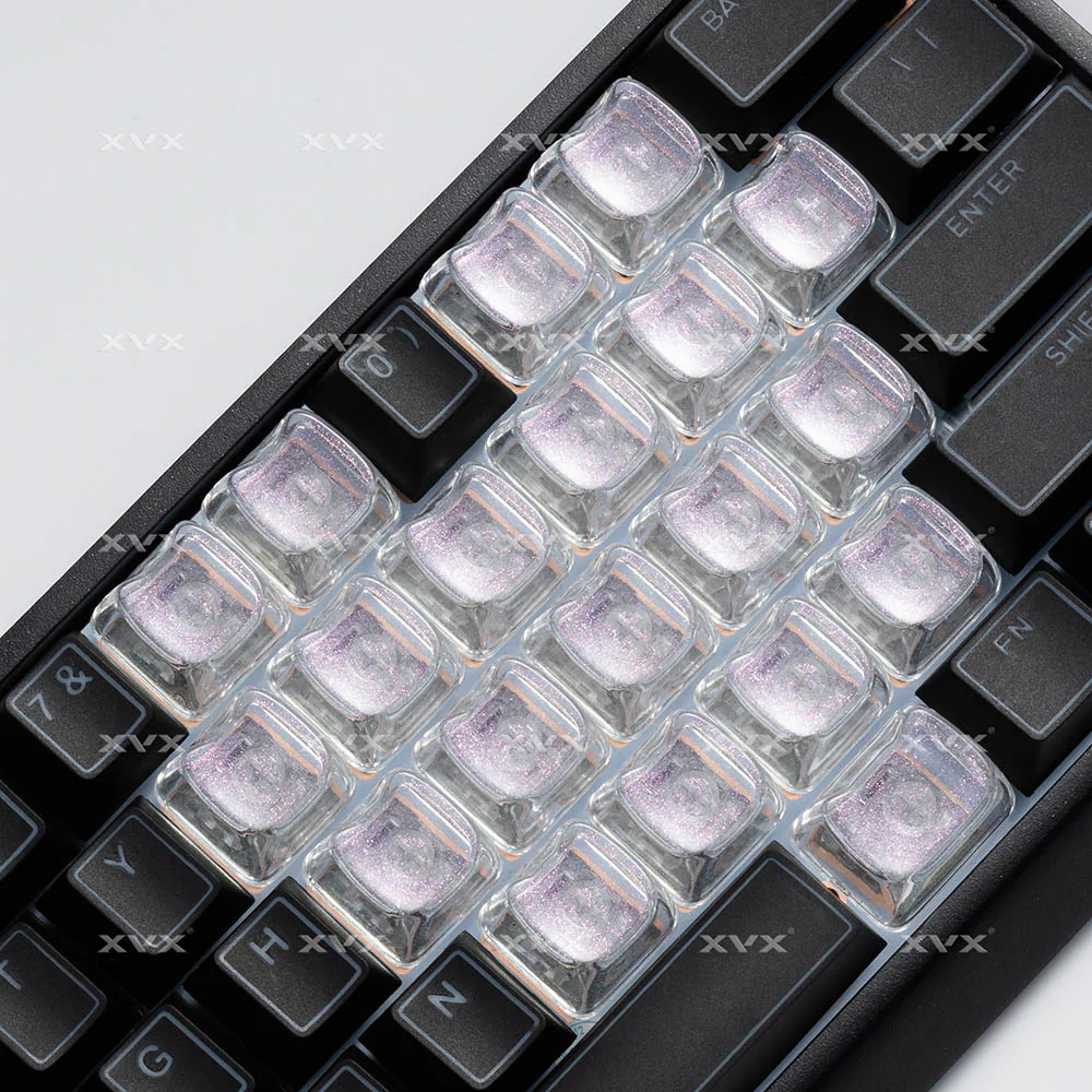 XVX Transparent Cat Head Keycap PC Cathead Keycaps For Gaming Mechanical Keyboard MX Switch Light Through Pink White Red Heart - Image 2